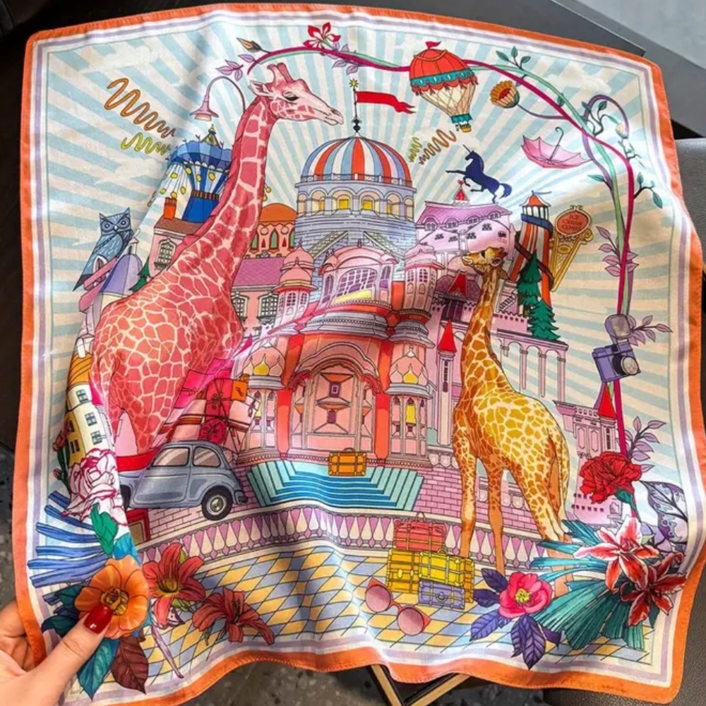 Beautiful, Colorful Print SILK Scarf